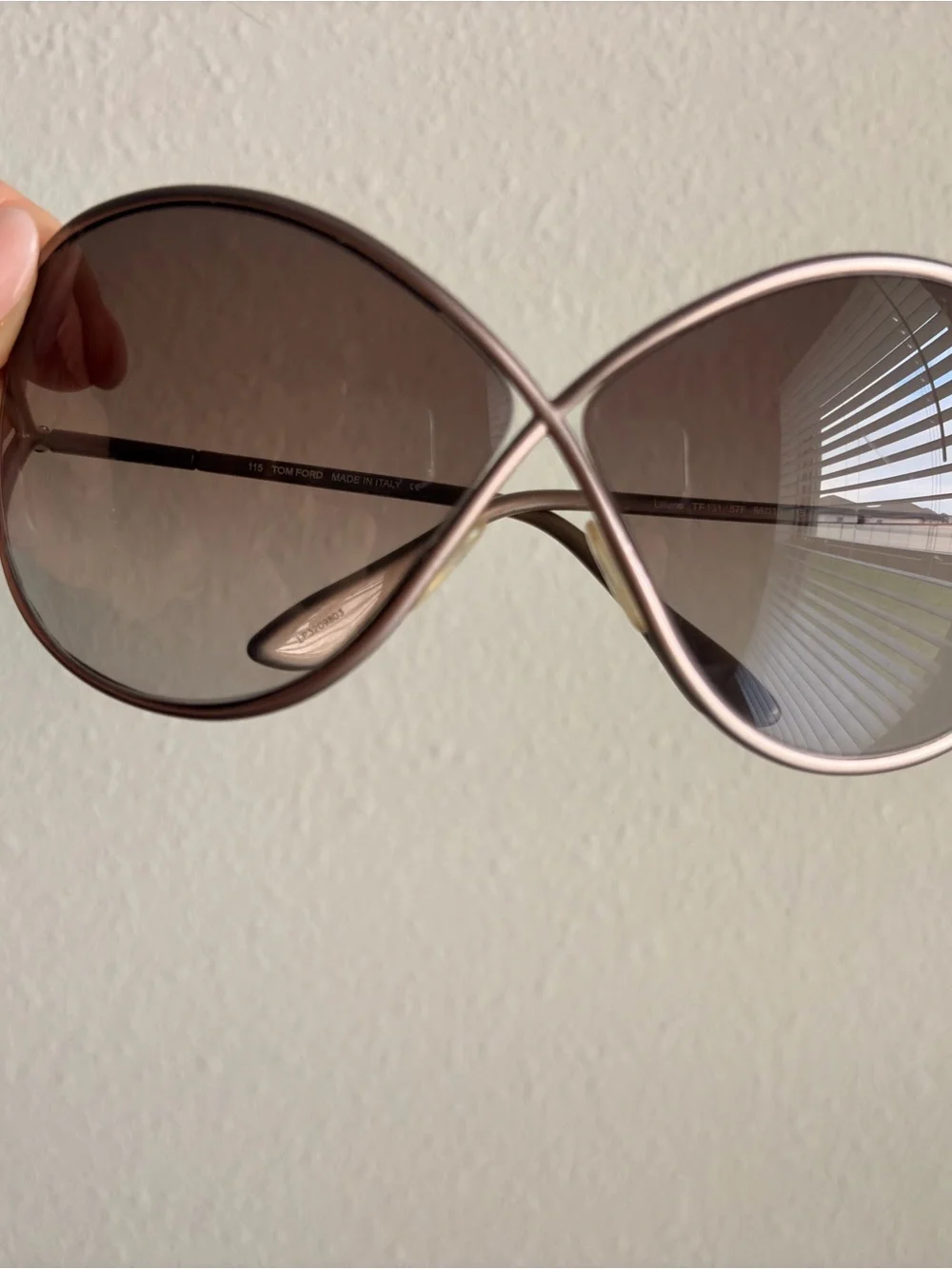 Tom Ford Women's Pink-Tone Metal Rim Sunglasses with Branded Case